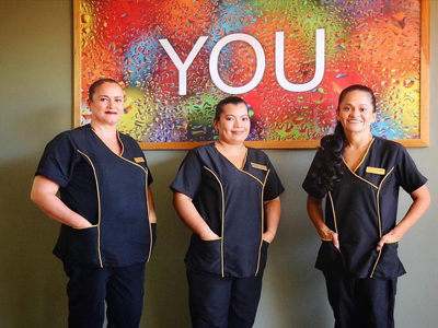 22-	Picture of three female members of the service staff at the Costa Rica Medical Center Inn, San Jose.